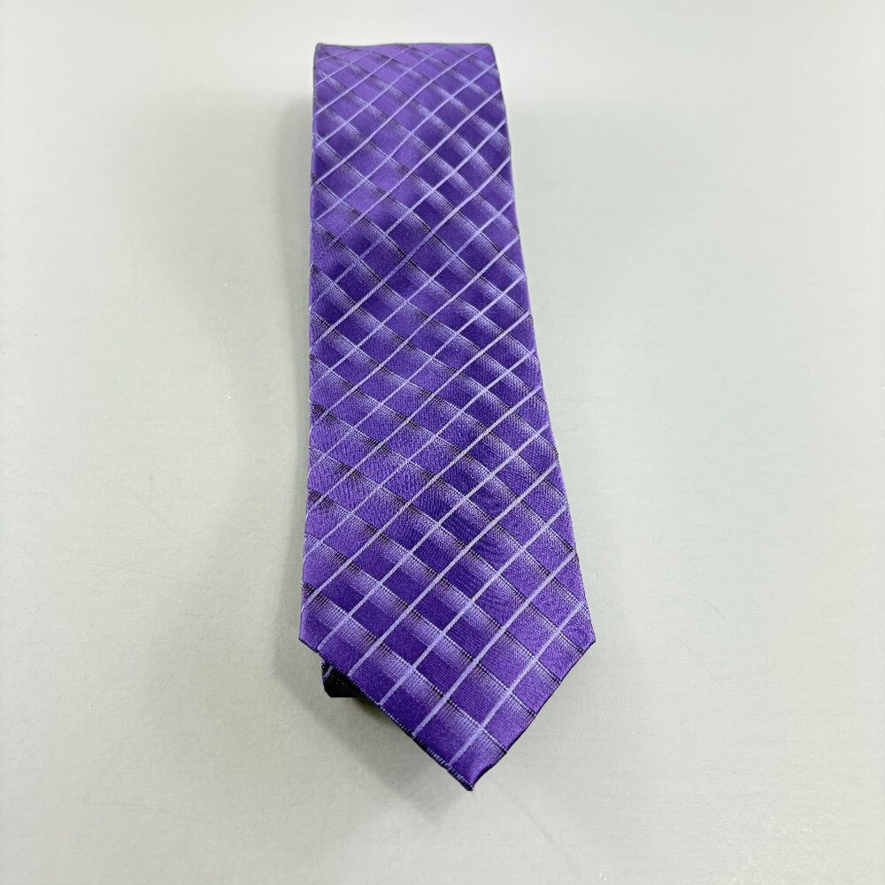 Kenneth Cole Reactions Purple Check Men's Tie 3 1/4" x 60"